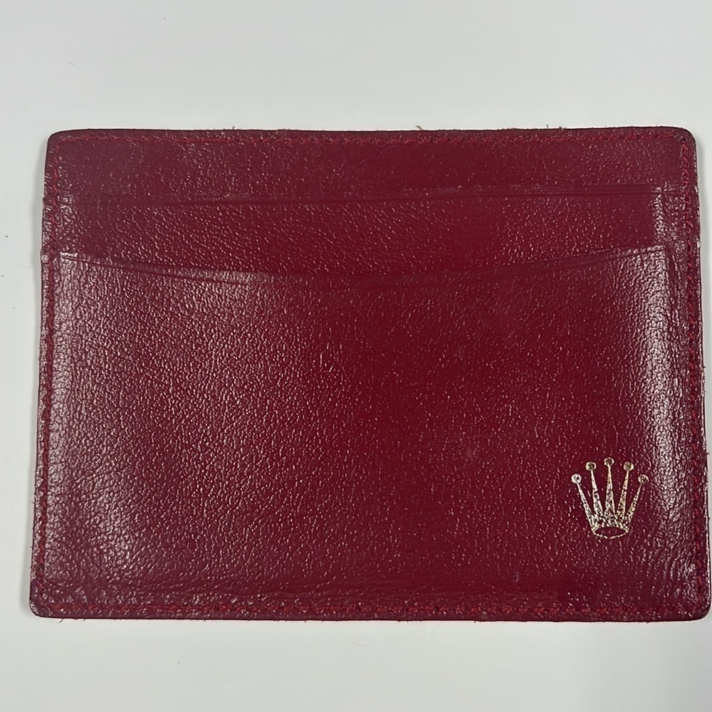 Rolex Burgundy Slim Leather Credit Card Holder